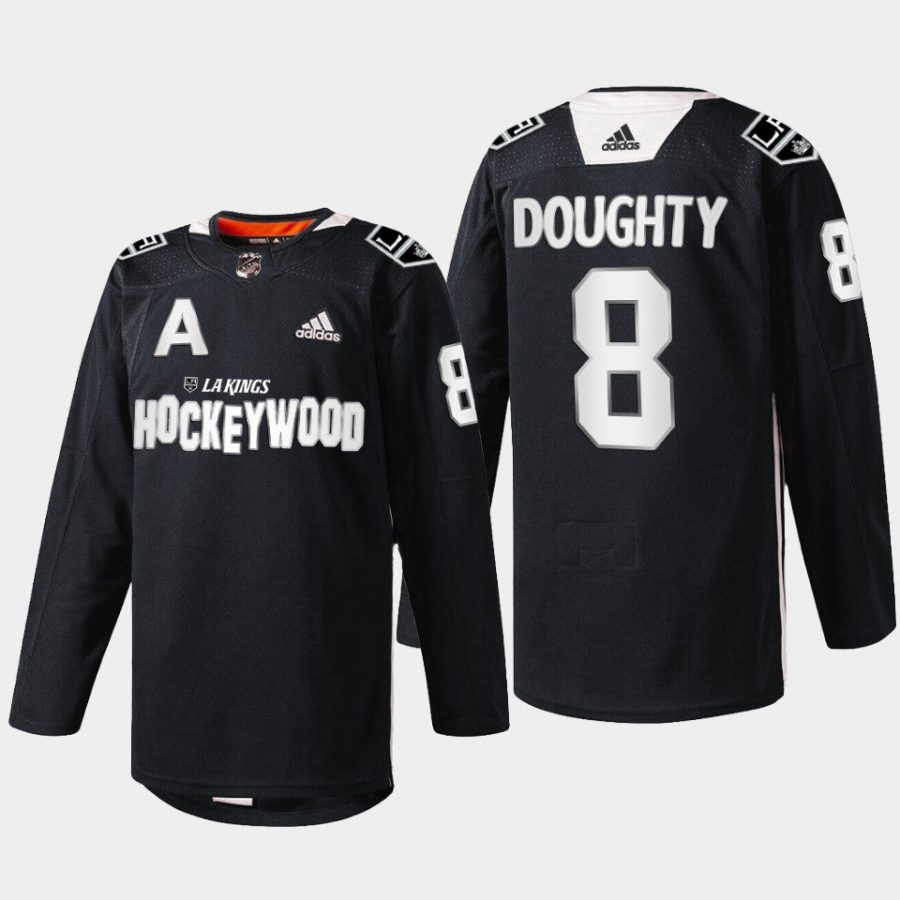 2022 drew doughty la kings black hockey wood warm up jersey