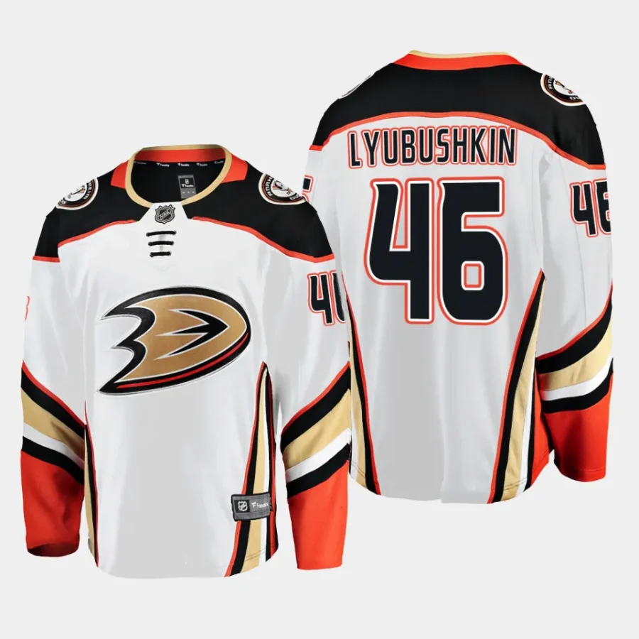 anaheim ducks ilya lyubushkin away breakaway player jersey white