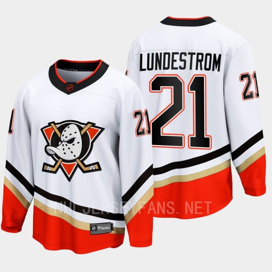 anaheim ducks isac lundestrom special edition 2.0 2022 breakaway retro jersey white