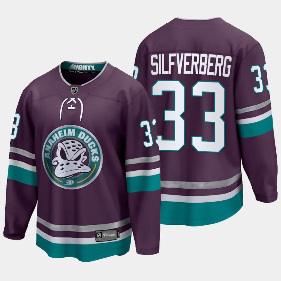 anaheim ducks jakob silfverberg 30th anniversary 2023 24 premier breakaway player jersey purple