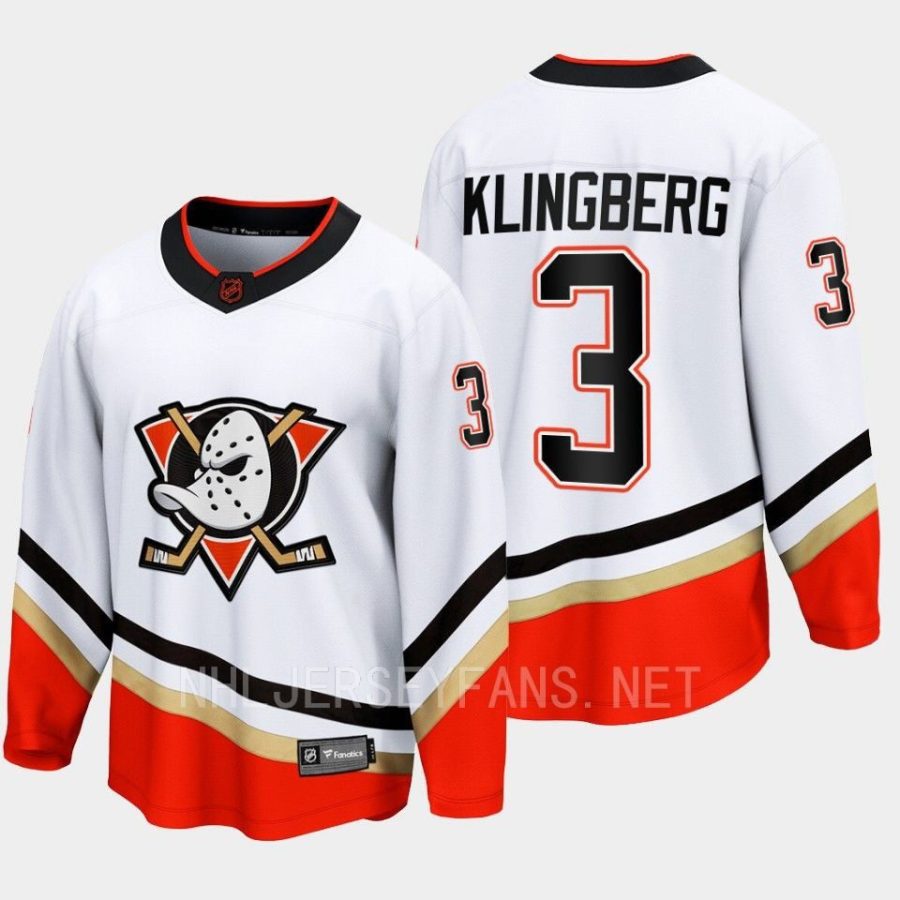 anaheim ducks john klingberg special edition 2.0 2022 breakaway retro jersey white