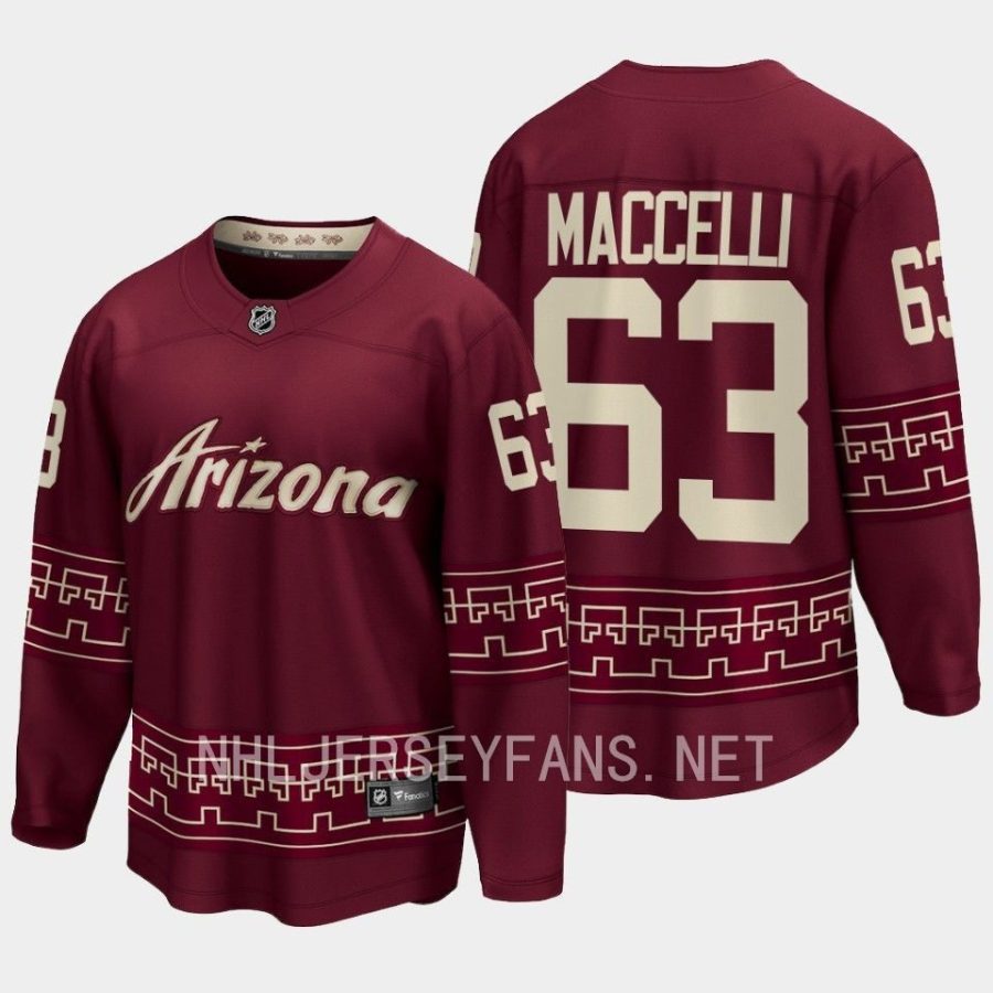 arizona coyotes matias maccelli desert night alternate 2022 23 premier breakaway jersey garnet