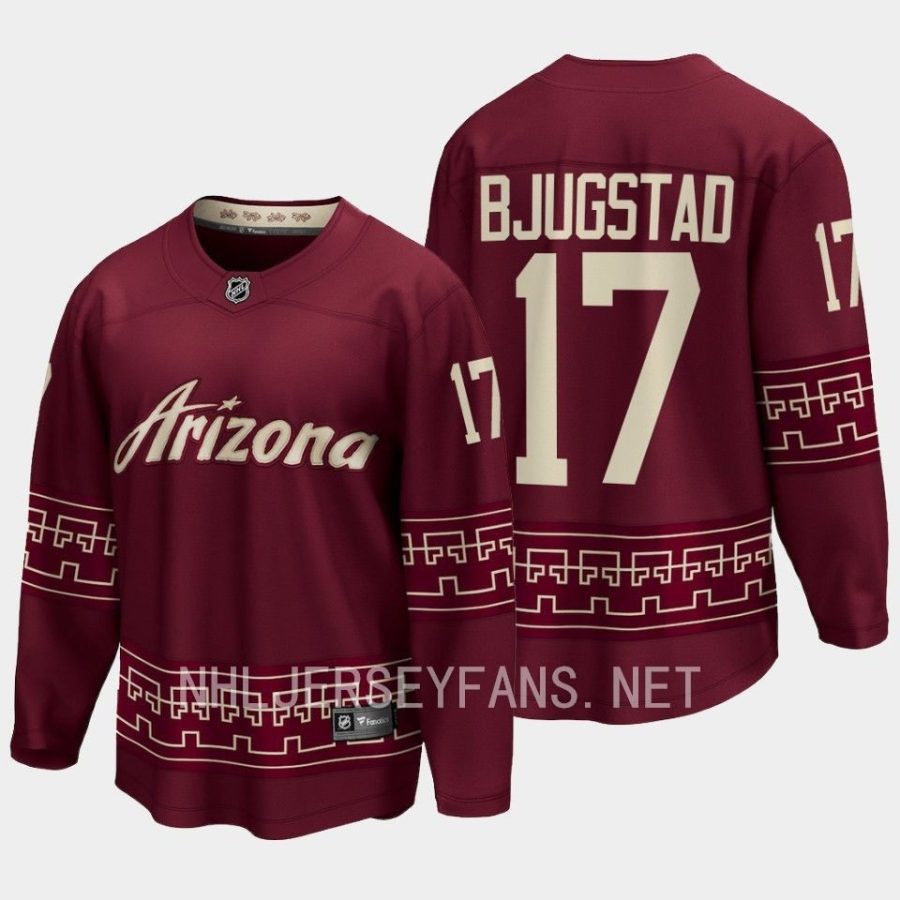 arizona coyotes nick bjugstad desert night alternate 2022 23 premier breakaway jersey garnet