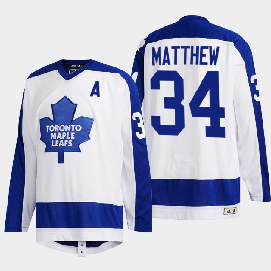 auston matthews maple leafs white team classics primary logo jersey