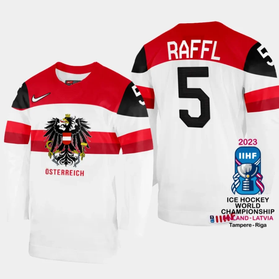 australia hockey thomas raffl 2023 iihf world championship home jersey white