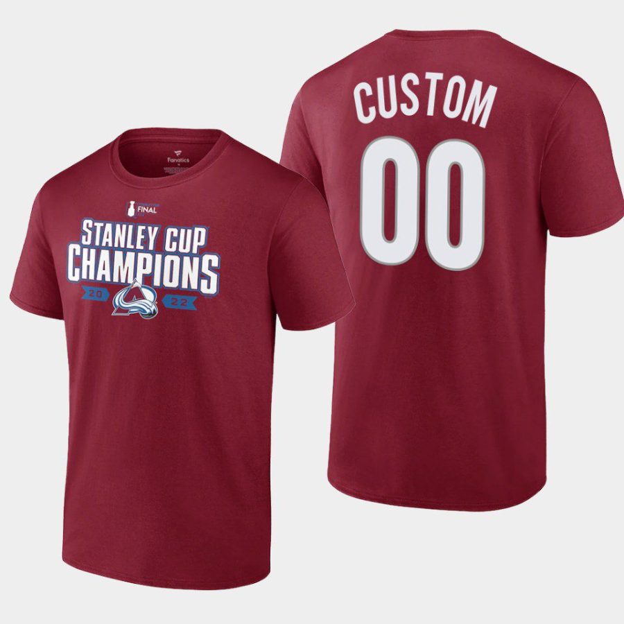 avalanche custom burgundy 2022 stanley cup champions t shirt