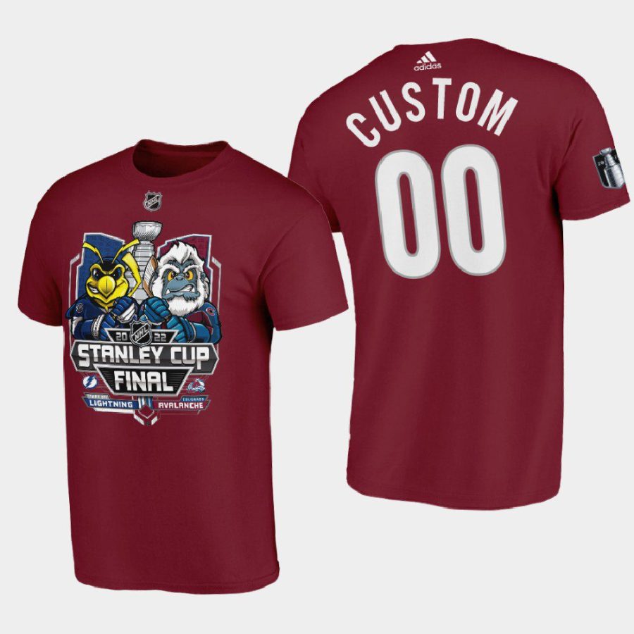 avalanche custom burgundy 2022 stanley cup final matchup mascot tee