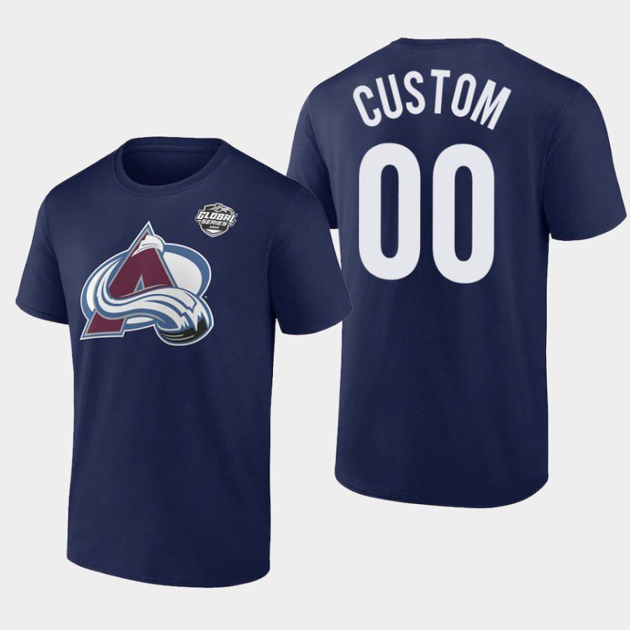 avalanche custom navy 2022 nhl global series t shirt