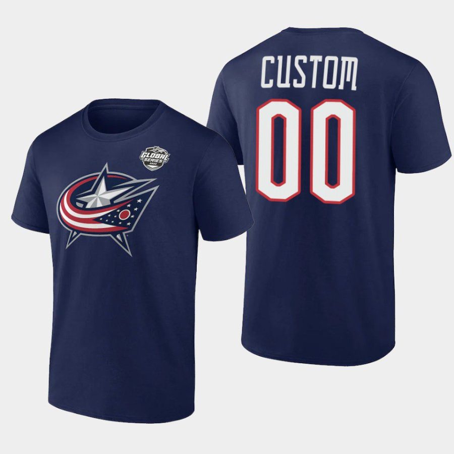 blue jackets custom navy 2022 nhl global series t shirt