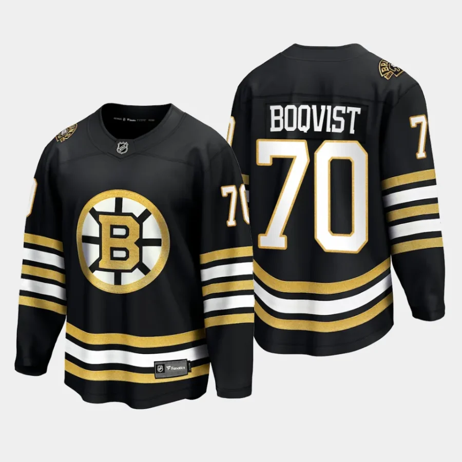 boston bruins jesper boqvist 100th anniversary 2023 24 premier jersey black