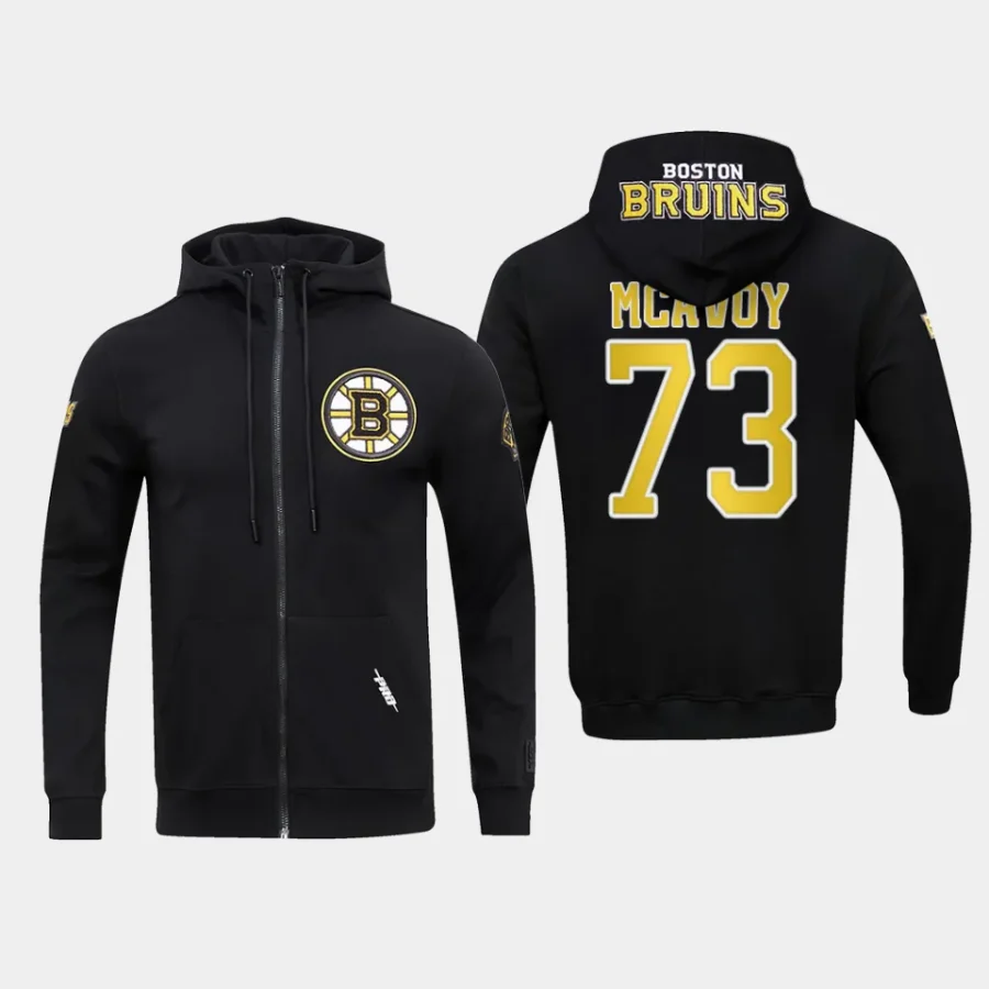 bruins charlie mcavoy black classic chenille full zip jacket hoodie