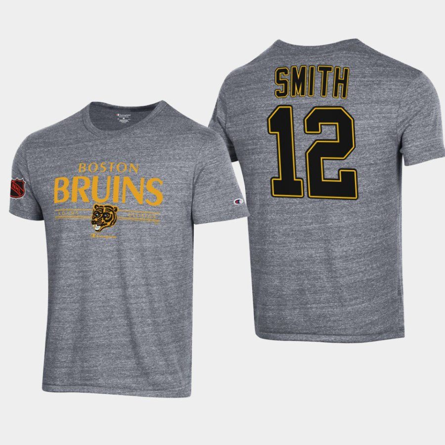 bruins craig smith gray tri blend champion t shirt