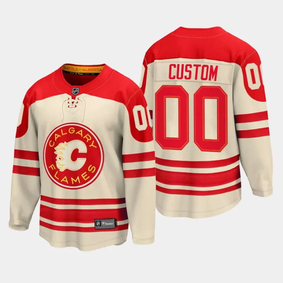 calgary flames custom 2023 nhl heritage classic premier breakaway player jersey cream