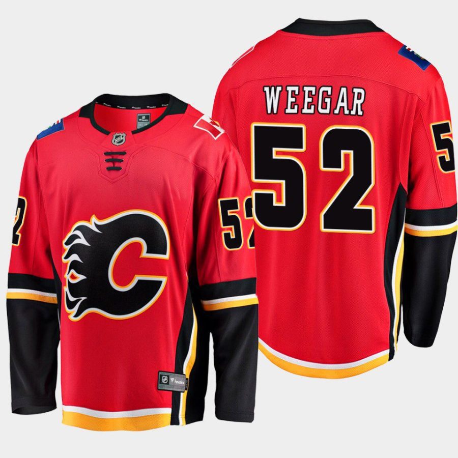 calgary flames mackenzie weegar alternate breakaway player jersey red