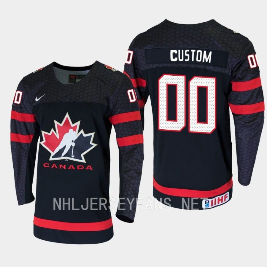 canada custom 2023 iihf world junior champions jersey black