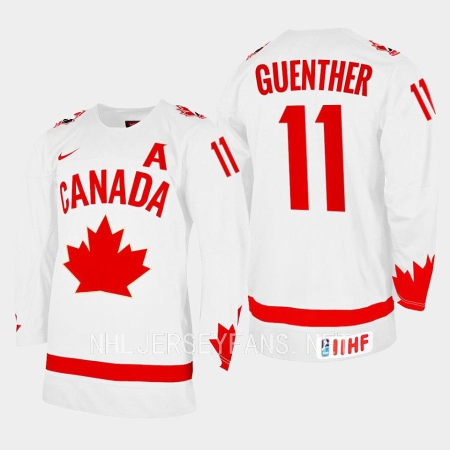 canada hockey dylan guenther 2023 iihf wjc one leaf jersey white