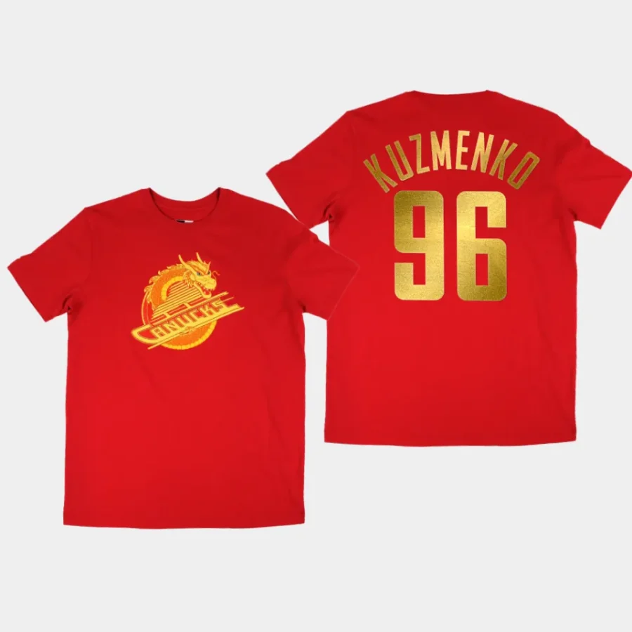 canucks andrei kuzmenko red 2024 lunar new year t shirt