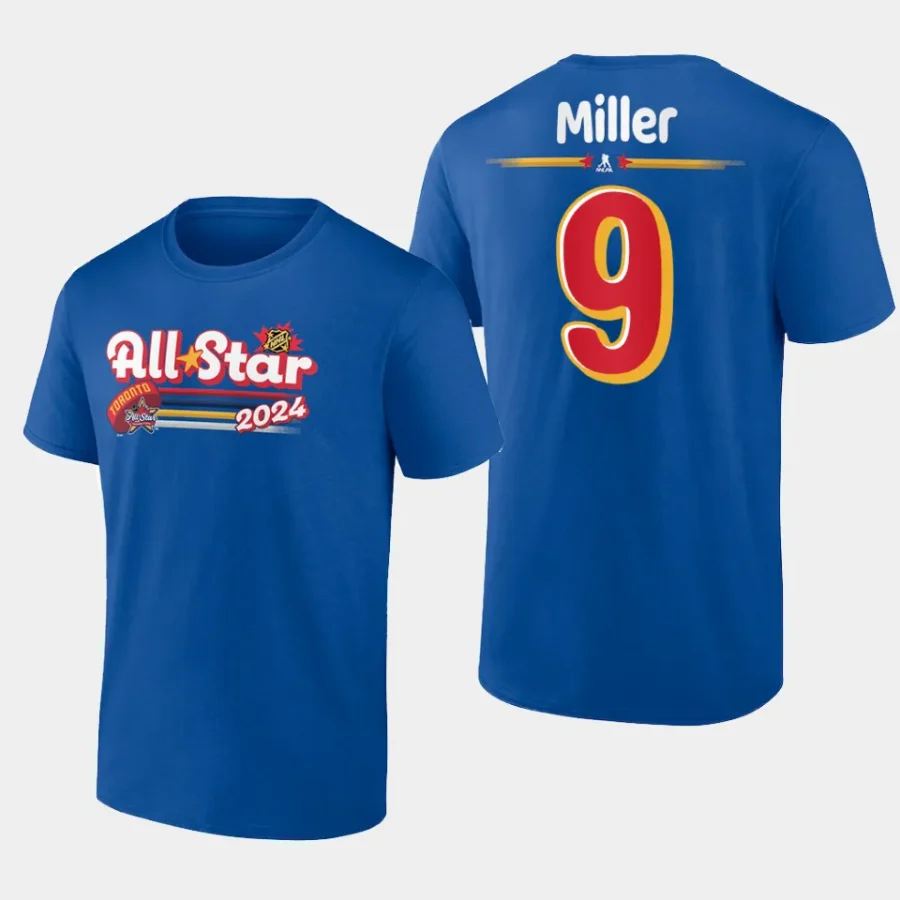 canucks j.t. miller royal 2024 nhl all star name number t shirt