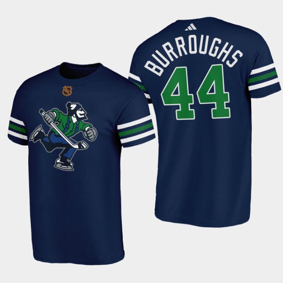 canucks kyle burroughs navy johnny canuck reverse retro t shirt