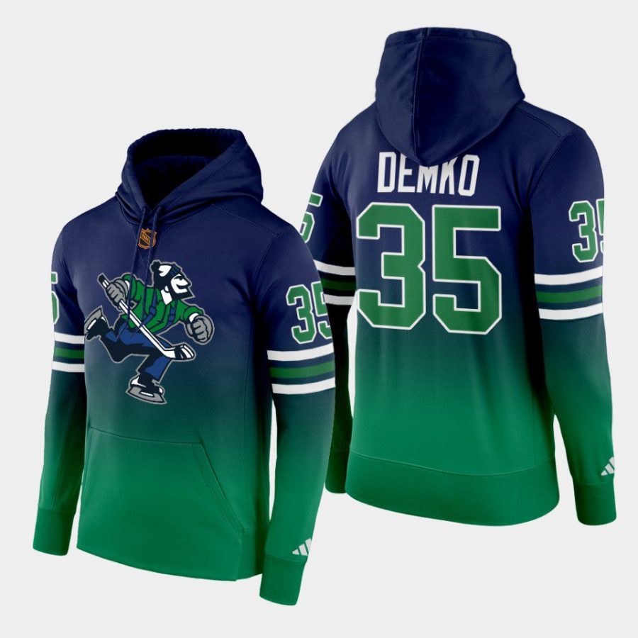 canucks thatcher demko navy green reverse retro 2.0 special edition hoodie