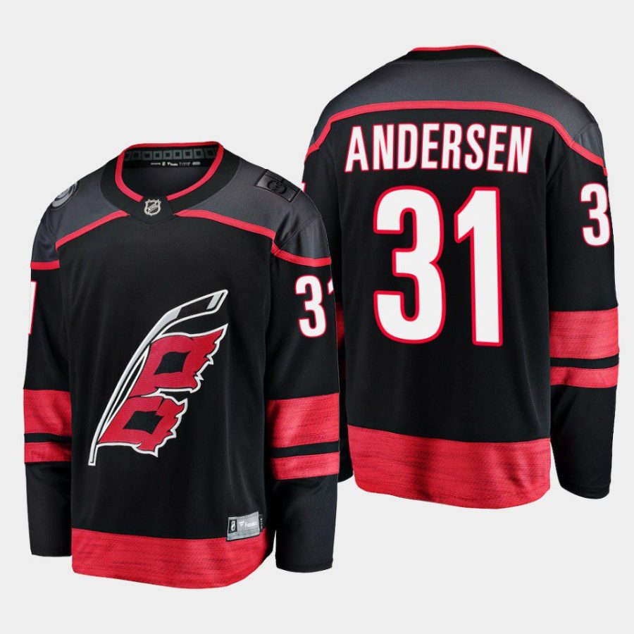 carolina hurricanes frederik andersen primary home 2022 23 breakaway player jersey black