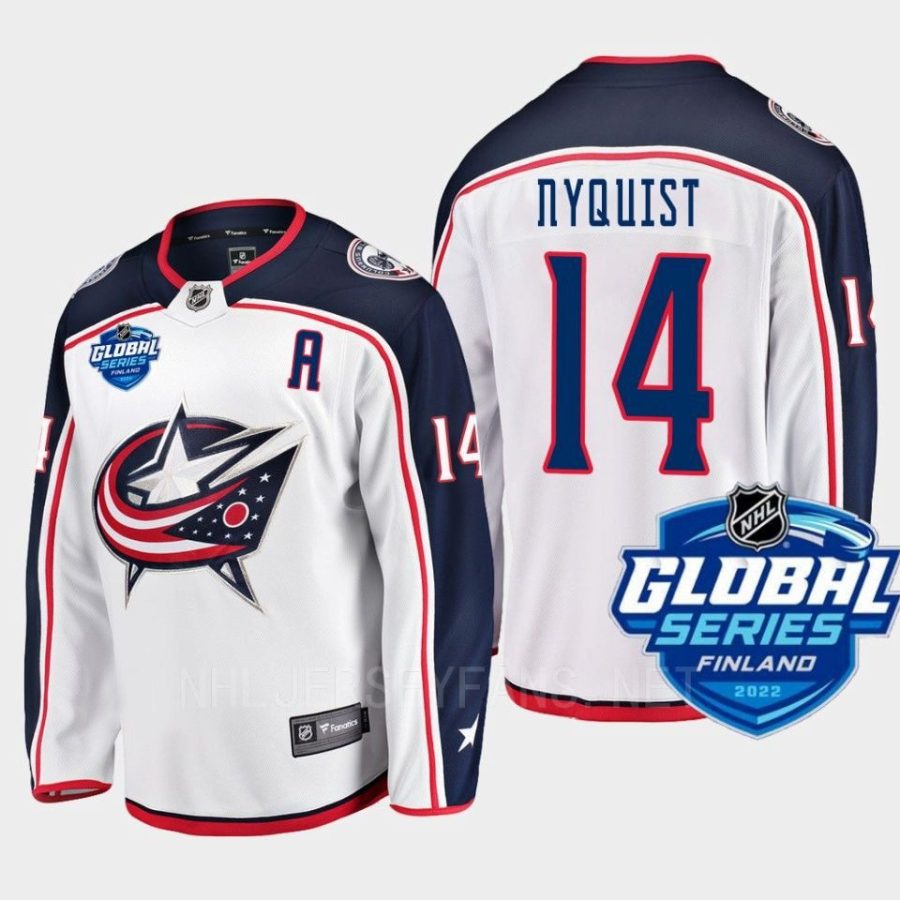 columbus blue jackets gustav nyquist 2022 nhl global series away jersey white