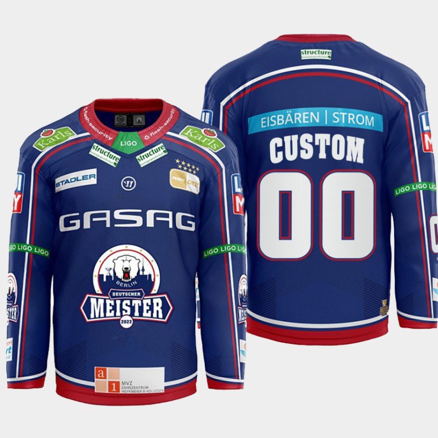 custom eisbaren berlin blue 2022home hockey jersey