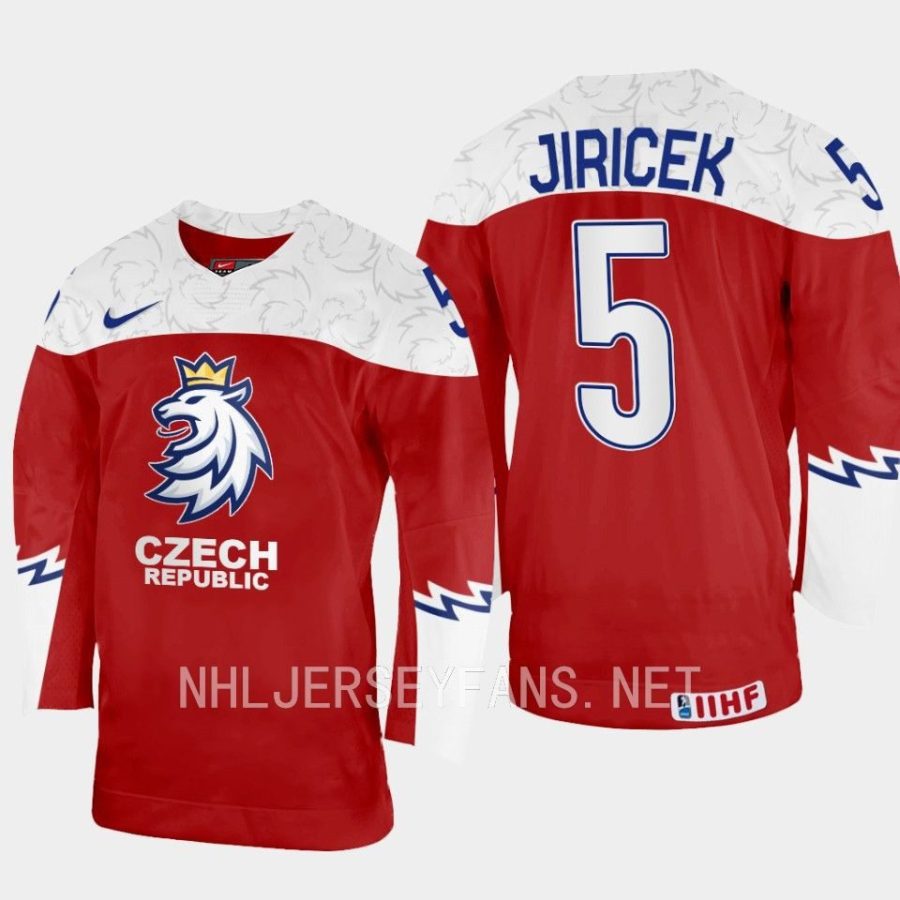 czech republic david jiricek 2023 iihf world junior championship jersey red