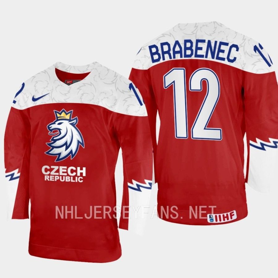 czech republic jakub brabenec 2023 iihf world junior championship jersey red