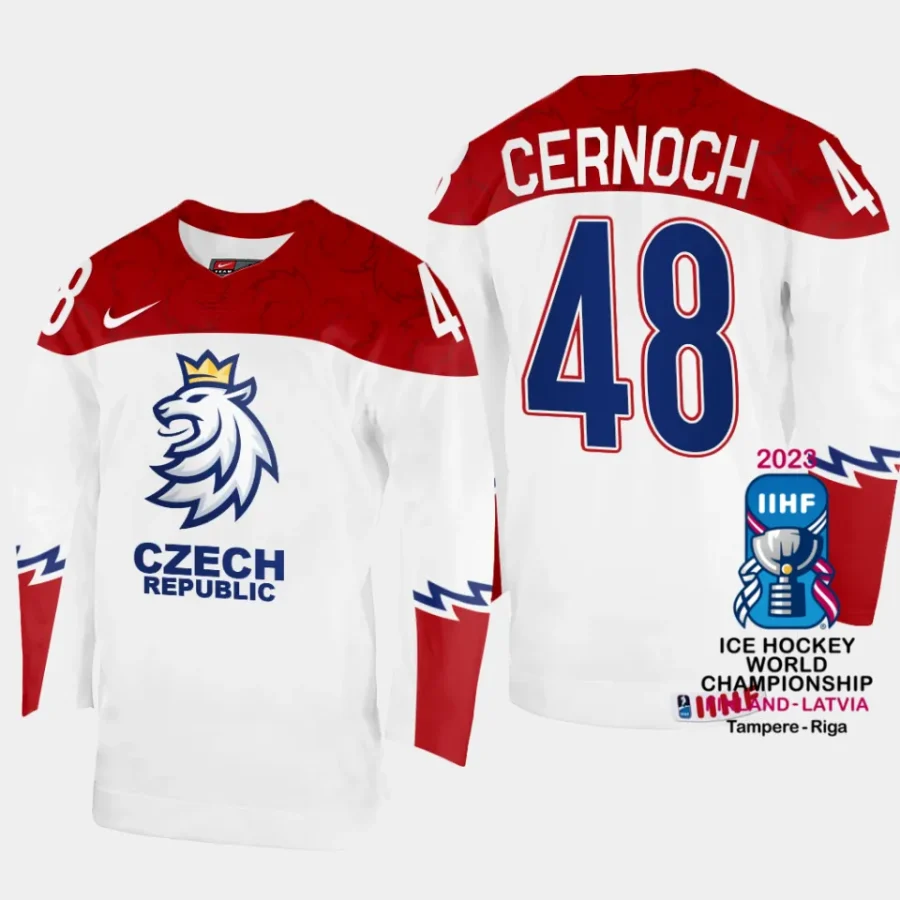 czechia hockey jiri cernoch 2023 iihf world championship men home jersey white