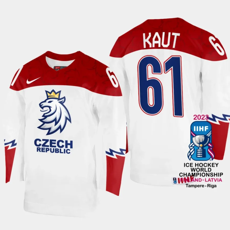 czechia hockey martin kaut 2023 iihf world championship men home jersey white