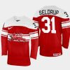 denmark hockey mathias seldrup 2022 iihf world championship away jersey red