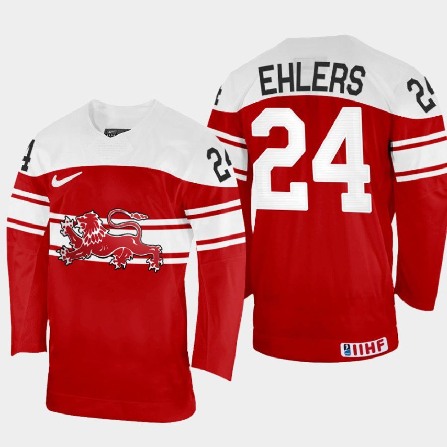 denmark hockey nikolaj ehlers 2022 iihf world championship away jersey red