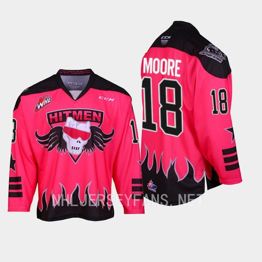 ethan moore whl hitmen pink 2023 bret hart themed three count jersey