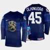 finland hockey jussi olkinuora 2023 iihf world championship men away jersey navy