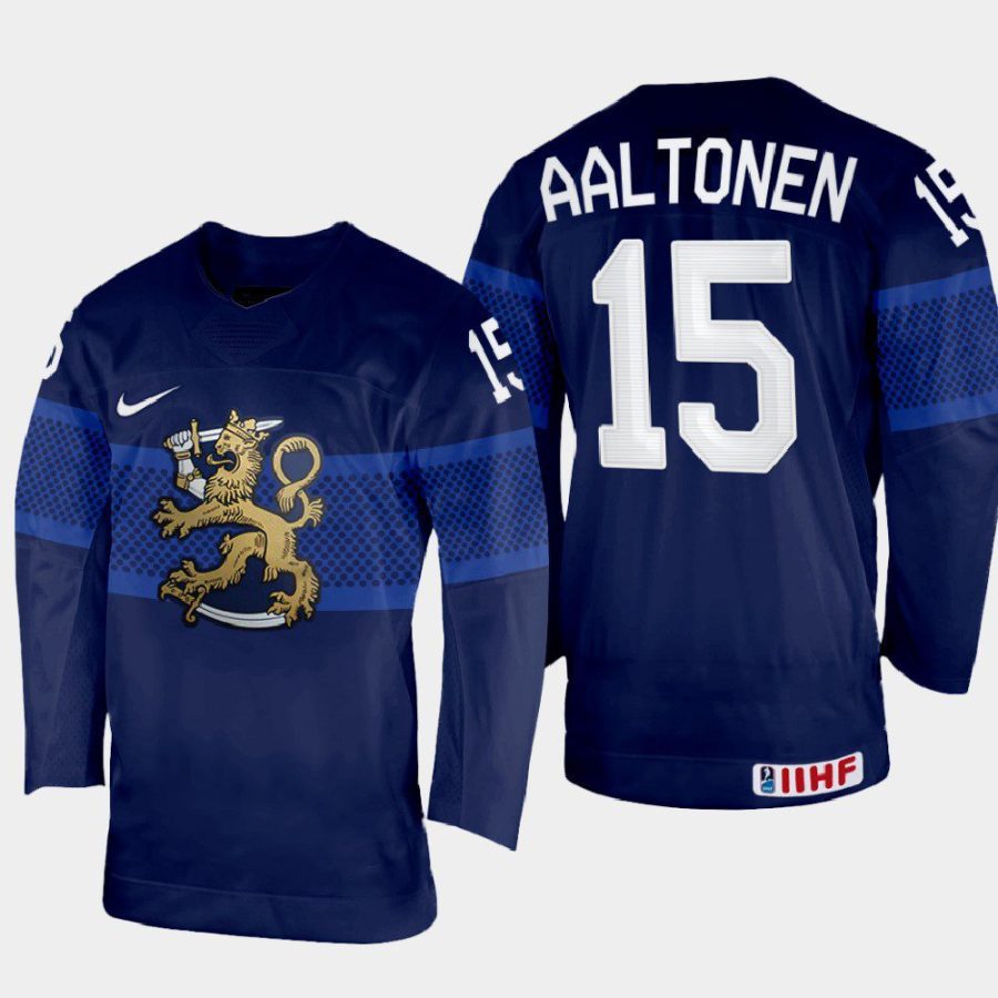 finland hockey miro aaltonen 2022 iihf world championship away jersey navy