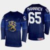 finland hockey sakari manninen 2022 iihf world championship away jersey navy