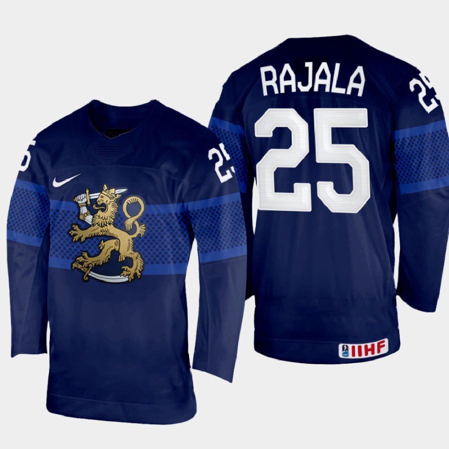 finland hockey toni rajala 2022 iihf world championship away jersey navy