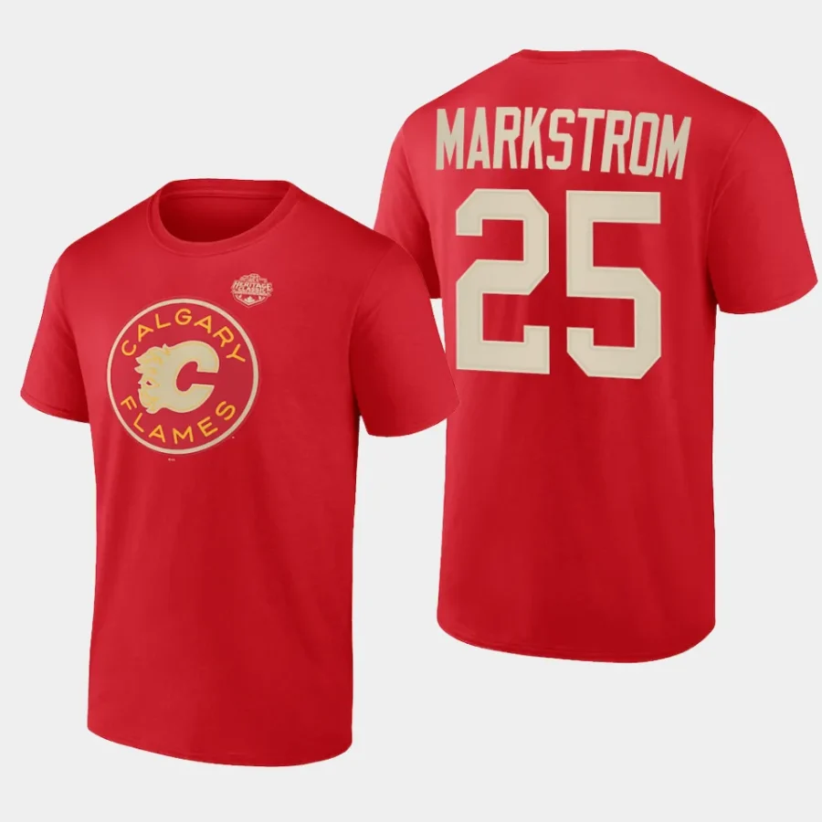 flames jacob markstrom red 2023 nhl heritage classic primary logo t shirt