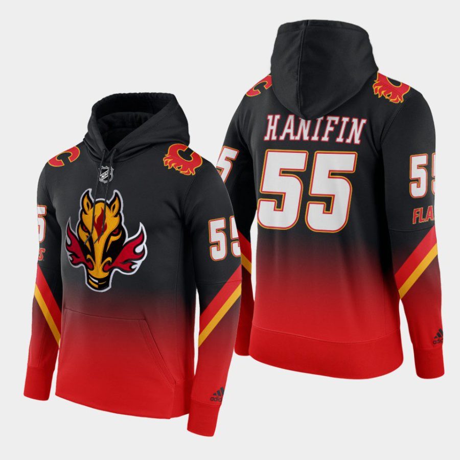 flames noah hanifin black red alternate color crash hoodie