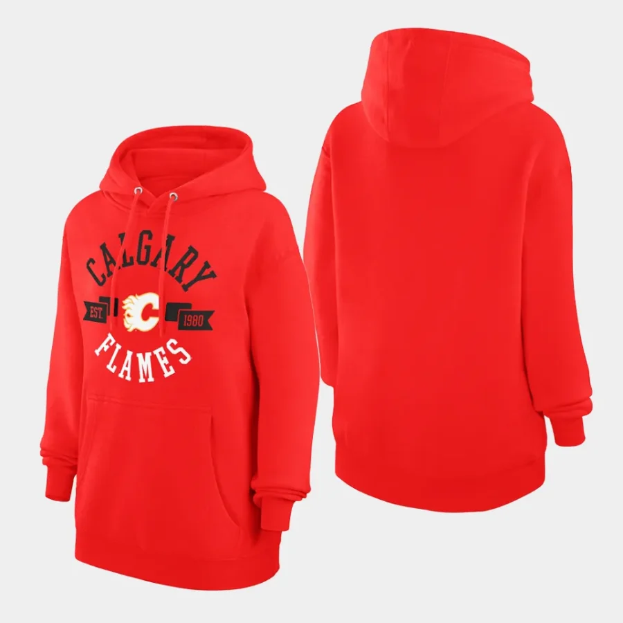 flames women red city graphic fleece pullover hoodie