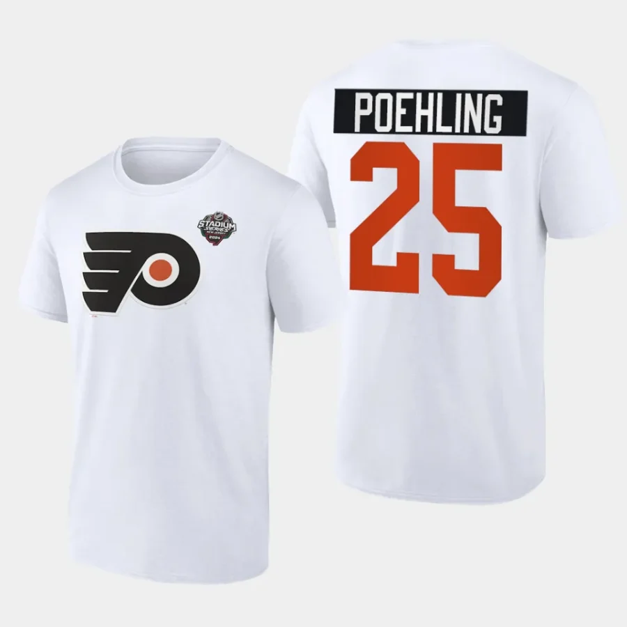 flyers ryan poehling white 2024 nhl stadium series logo t shirt