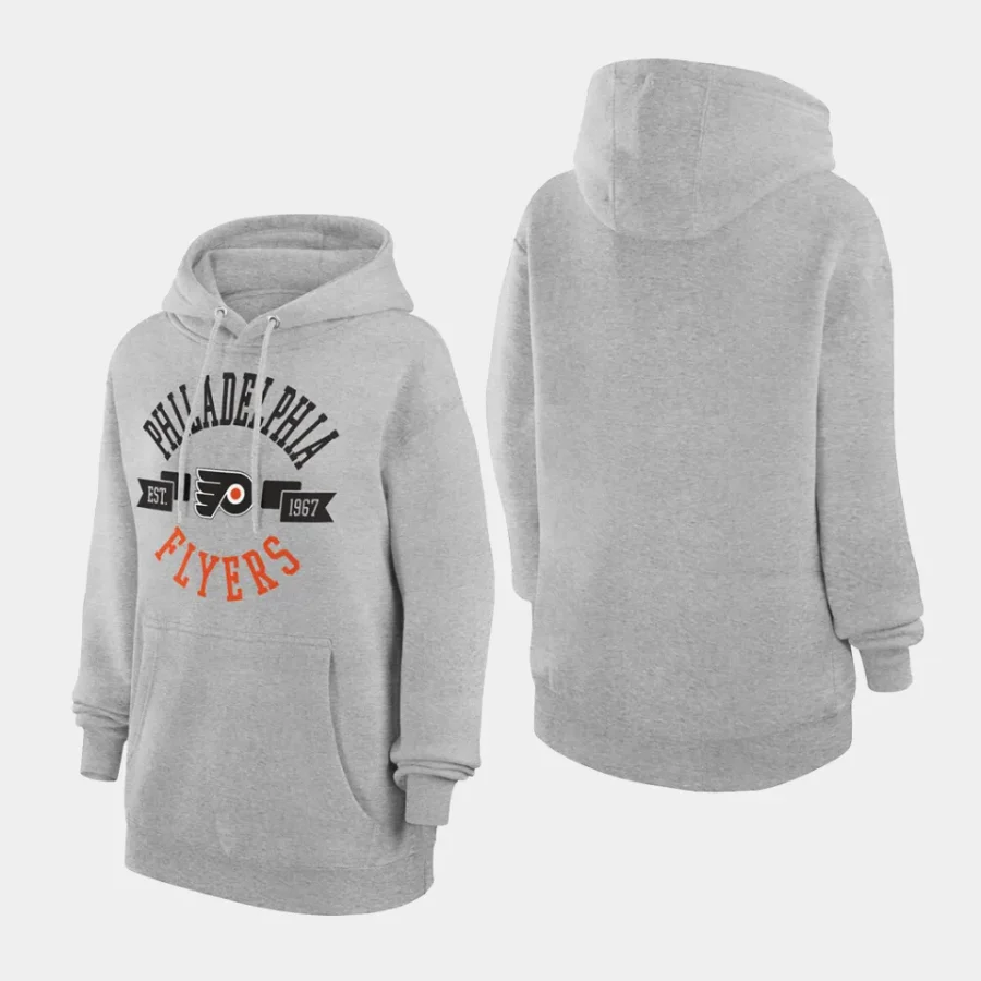 flyers women heather gray city graphic fleece pullover hoodie