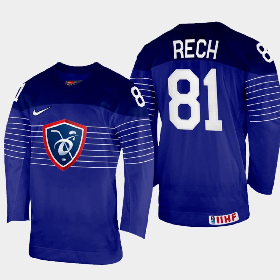 france hockey anthony rech 2022 iihf world championship away jersey navy