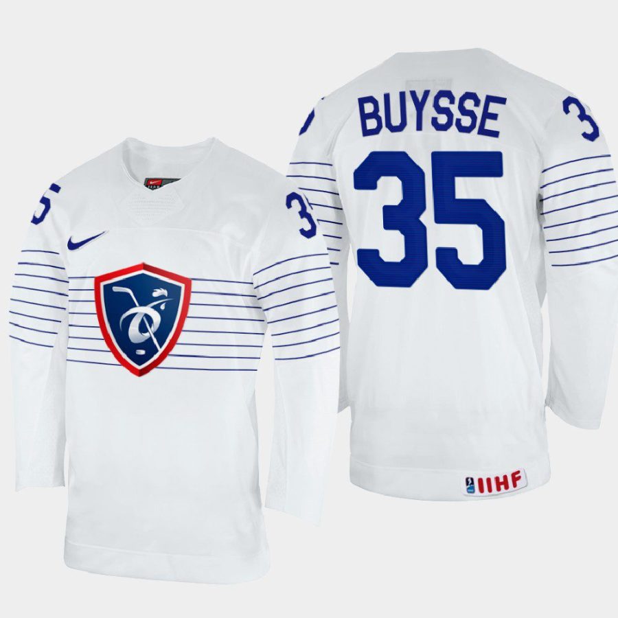 france hockey henri corentin buysse 2022 iihf world championship home jersey white