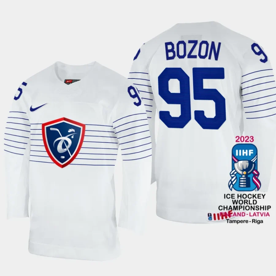 france hockey kevin bozon 2023 iihf world championship men home jersey white