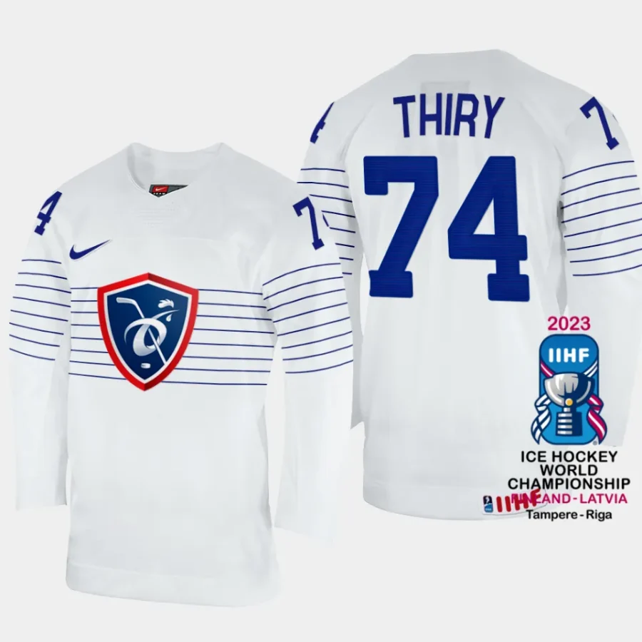 france hockey thomas thiry 2023 iihf world championship men home jersey white