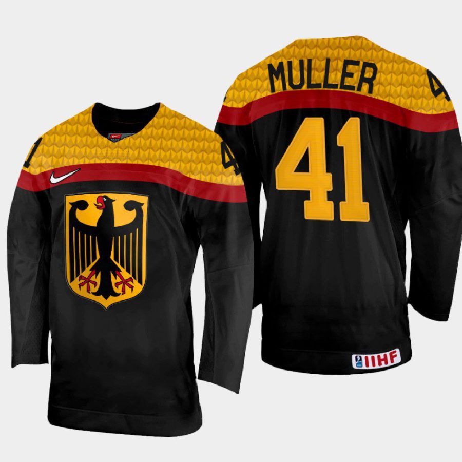 germany hockey jonas muller 2022 iihf world championship away jersey black