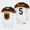 germany hockey korbinian holzer 2022 iihf world championship home jersey white