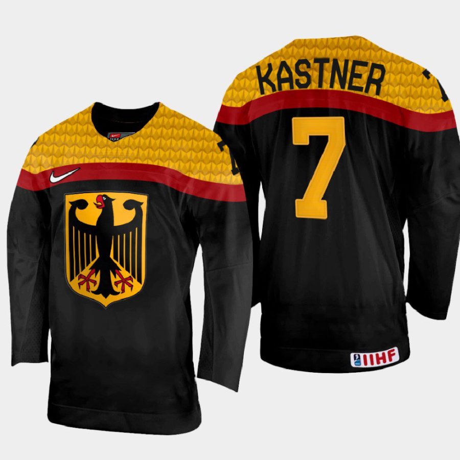 germany hockey maximilian kastner 2022 iihf world championship away jersey black